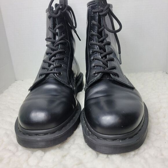Dr. Martens 1460 Mono Mens Boots Size 10 M Black Leather Lace Up 8-Eye - Picture 2 of 10